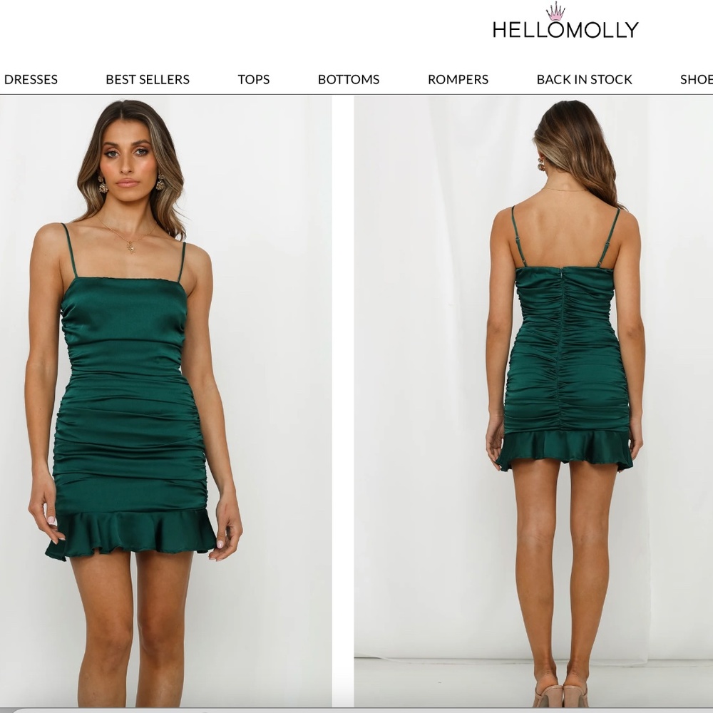 Mini Green Ruched Dress